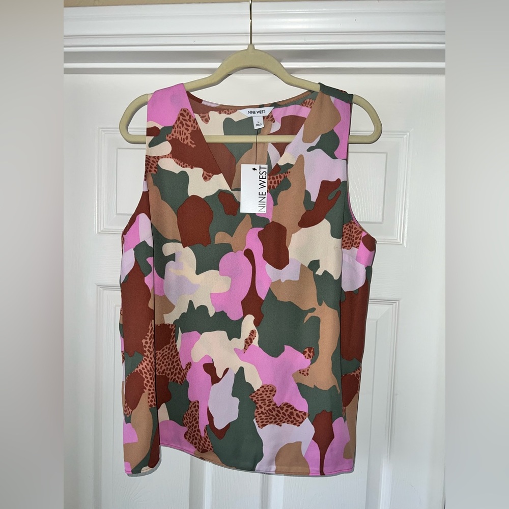 This is a brand new Nine West pink camo polyester  tank
